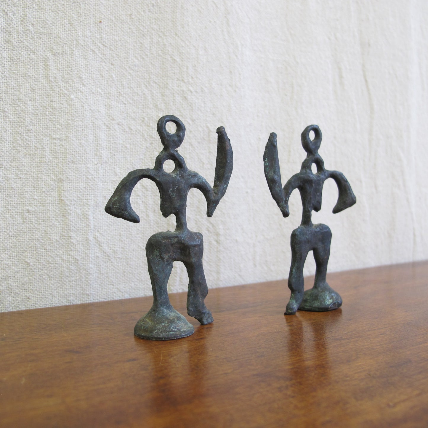 Miniature midcentury Brutalist bronze sculptures of warriors, c. 1950 1960