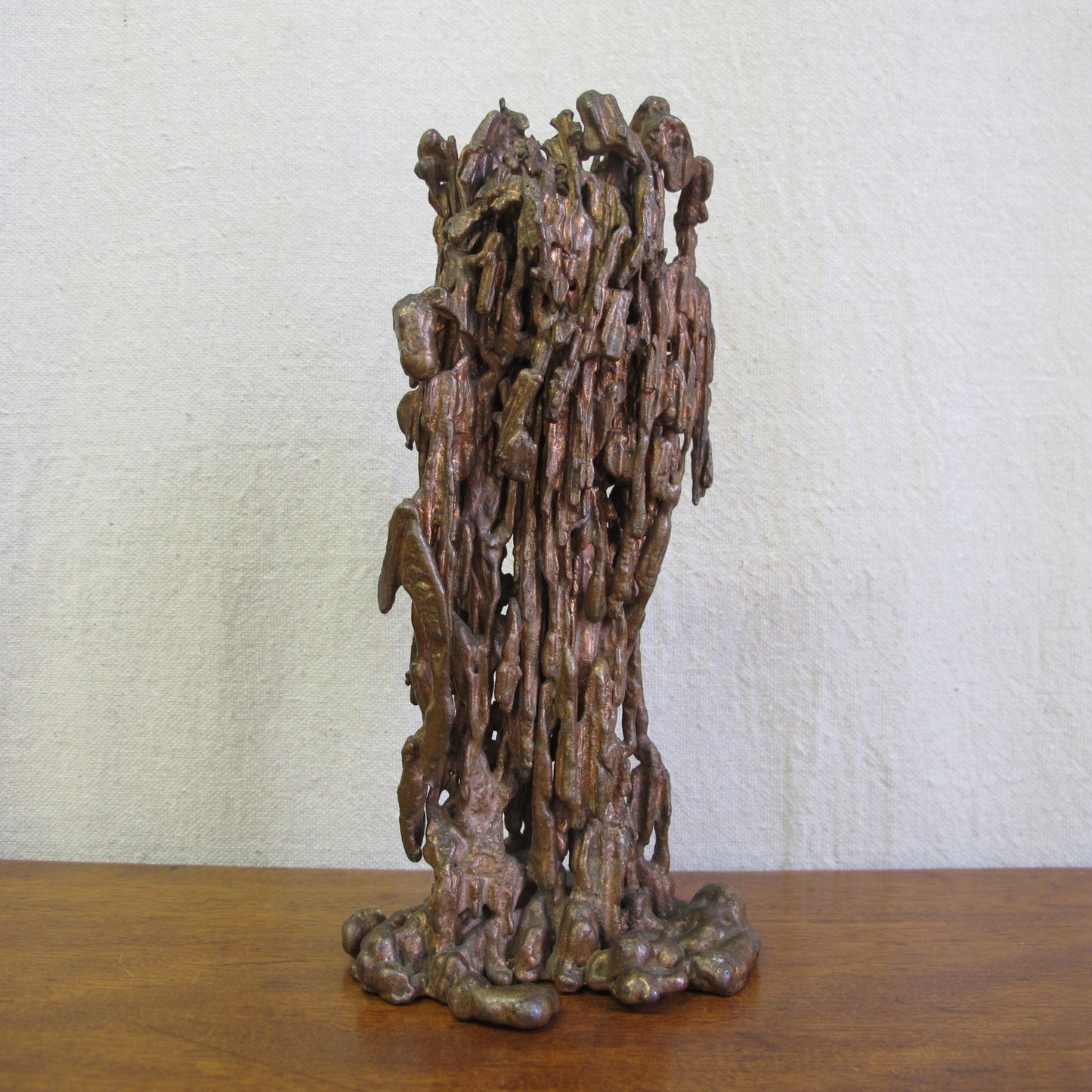 Brutalist bronze table sculpture, signed and dated to bottom c. 1960