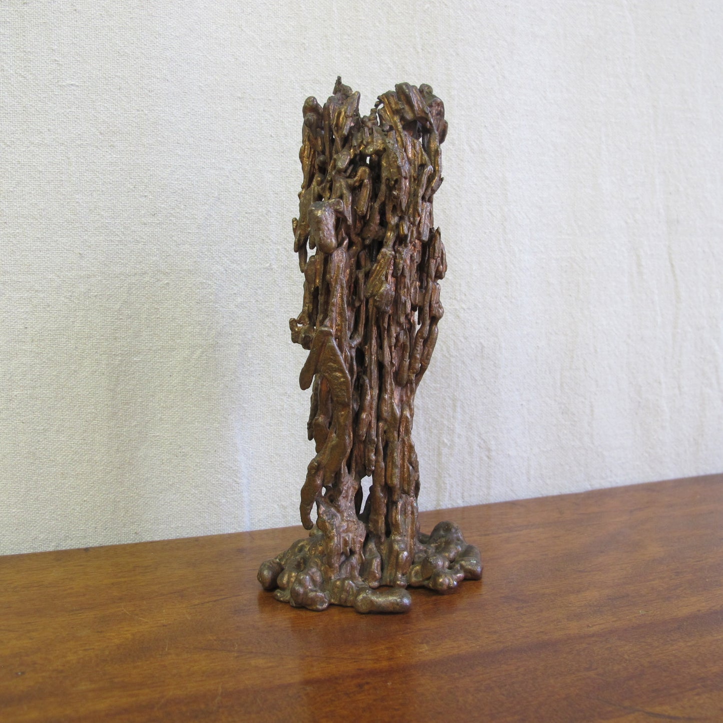 Brutalist bronze table sculpture, signed and dated to bottom c. 1960