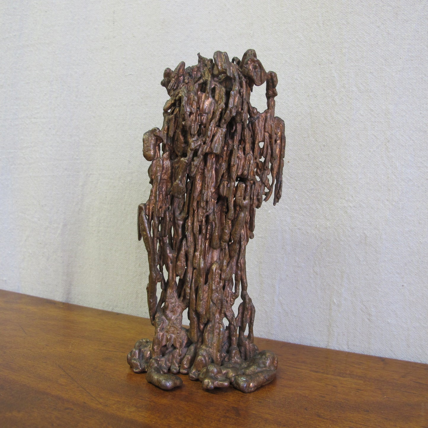 Brutalist bronze table sculpture, signed and dated to bottom c. 1960