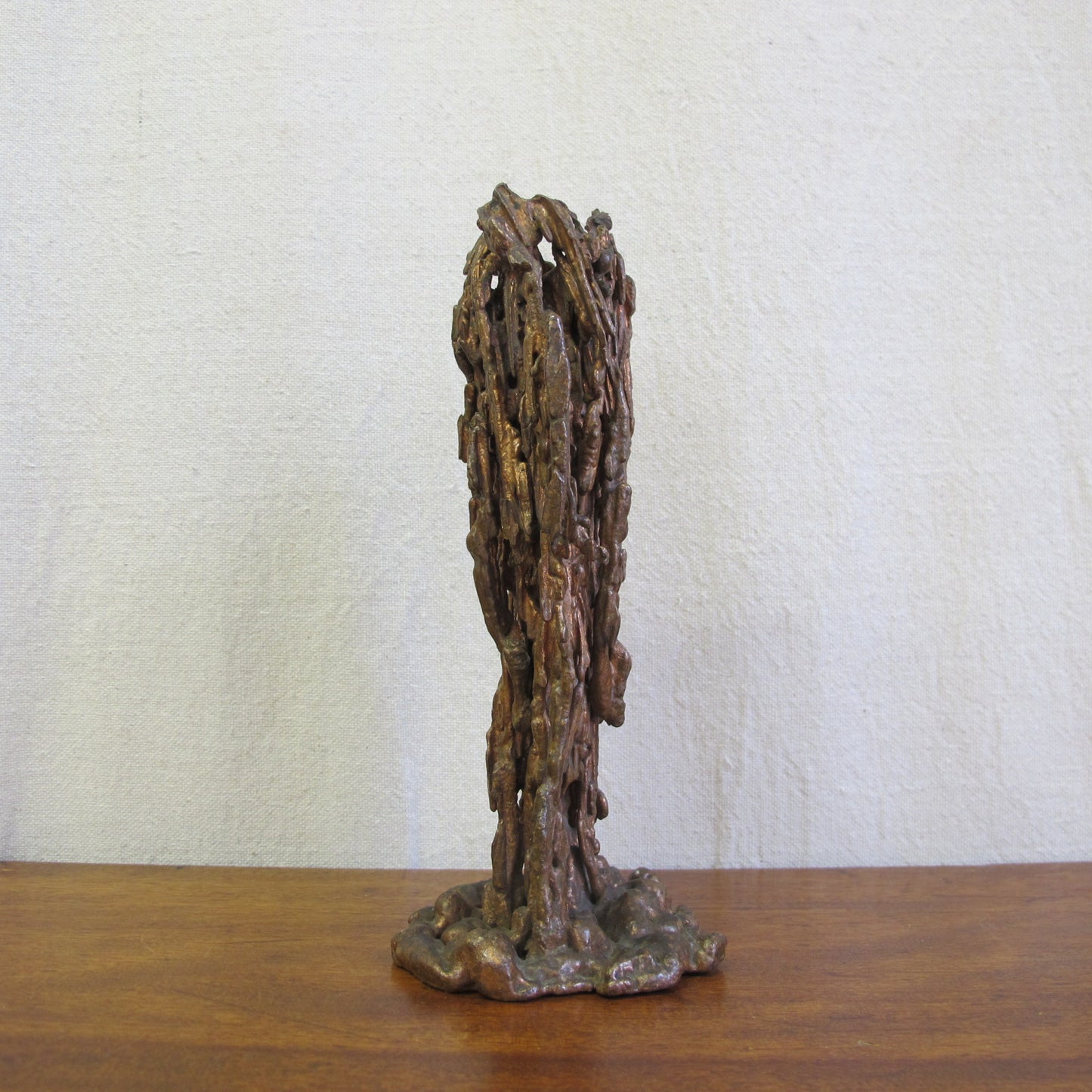 Brutalist bronze table sculpture, signed and dated to bottom c. 1960