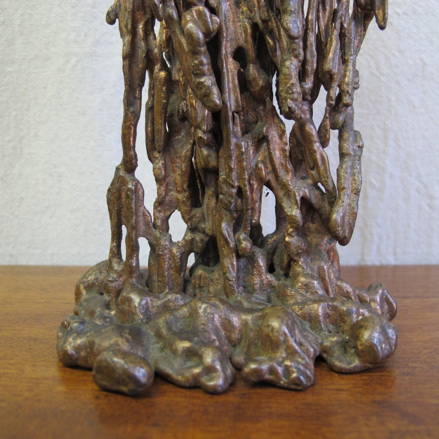 Brutalist bronze table sculpture, signed and dated to bottom c. 1960