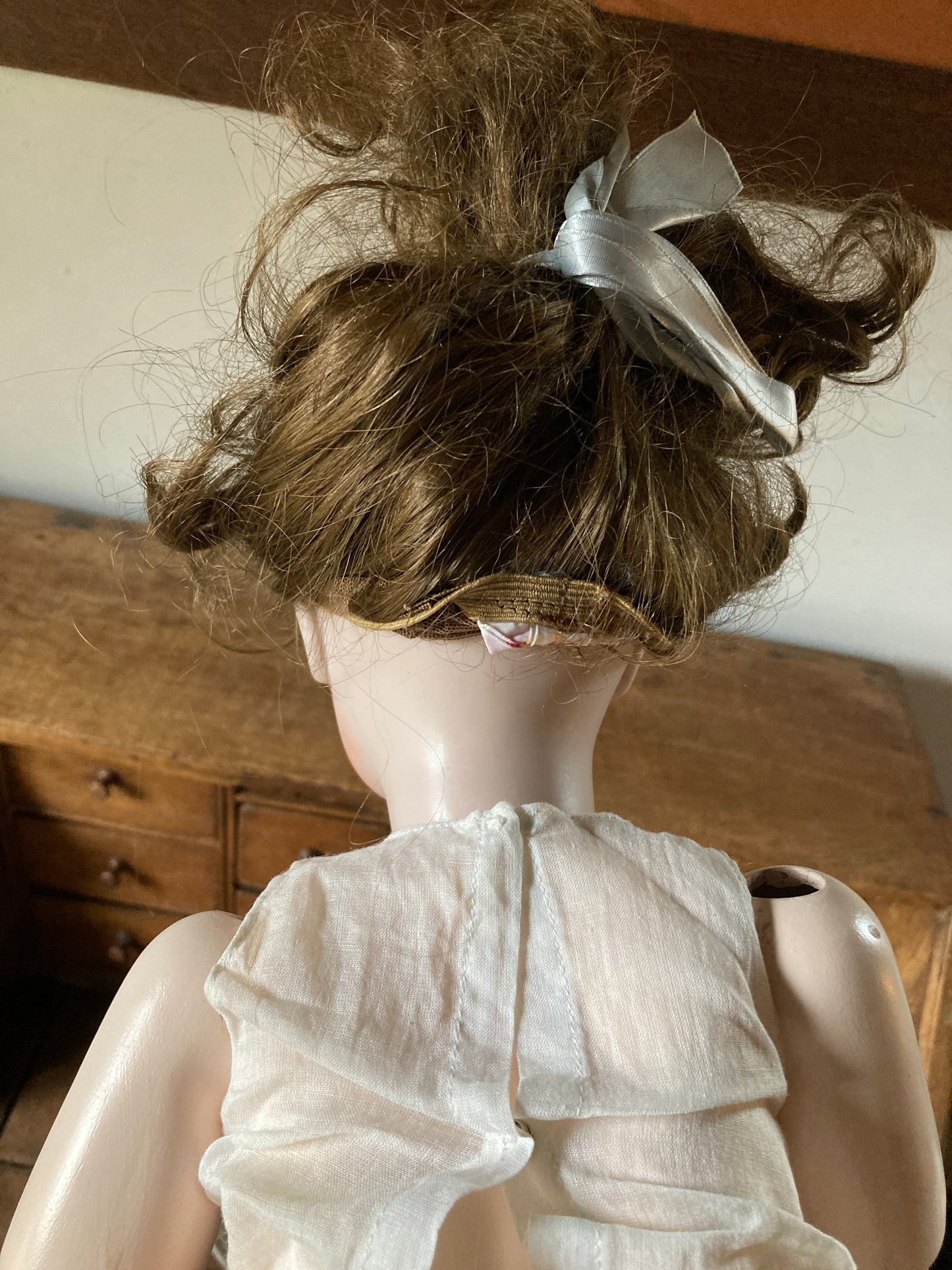 Meticulous reproduction closed-mouth Jumeau bebe c. 1895, made in the 1980s