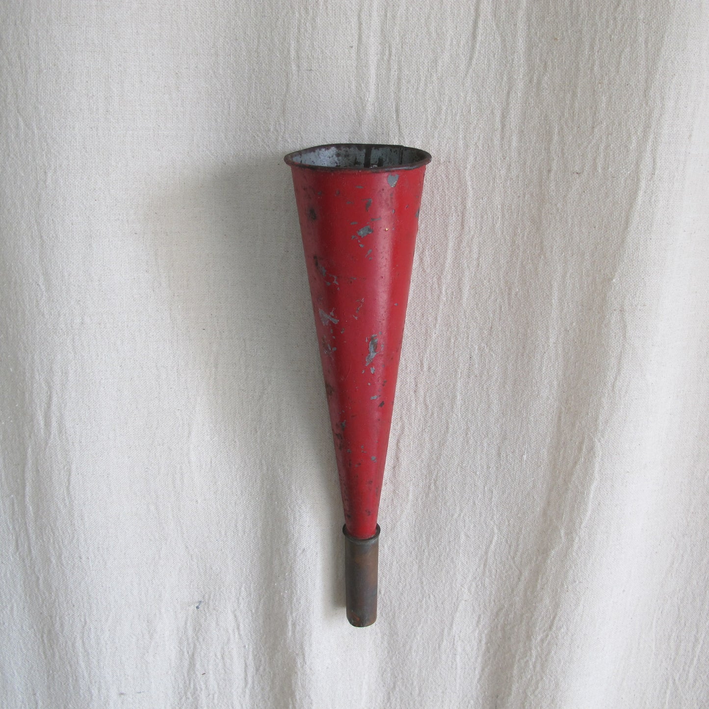 Antique red nautical speaking trumpet or horn in original paint, Edwardian or Victorian, 1890 1900