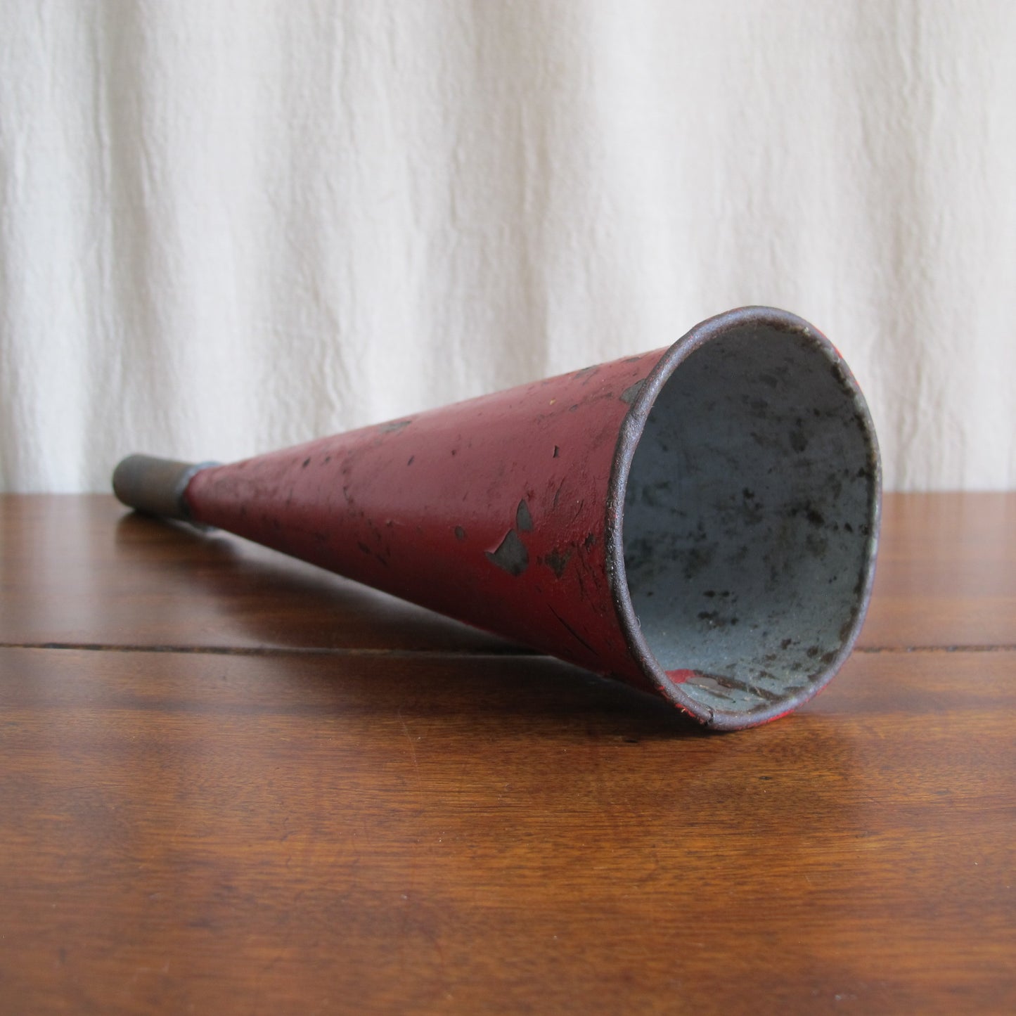 Antique red nautical speaking trumpet or horn in original paint, Edwardian or Victorian, 1890 1900