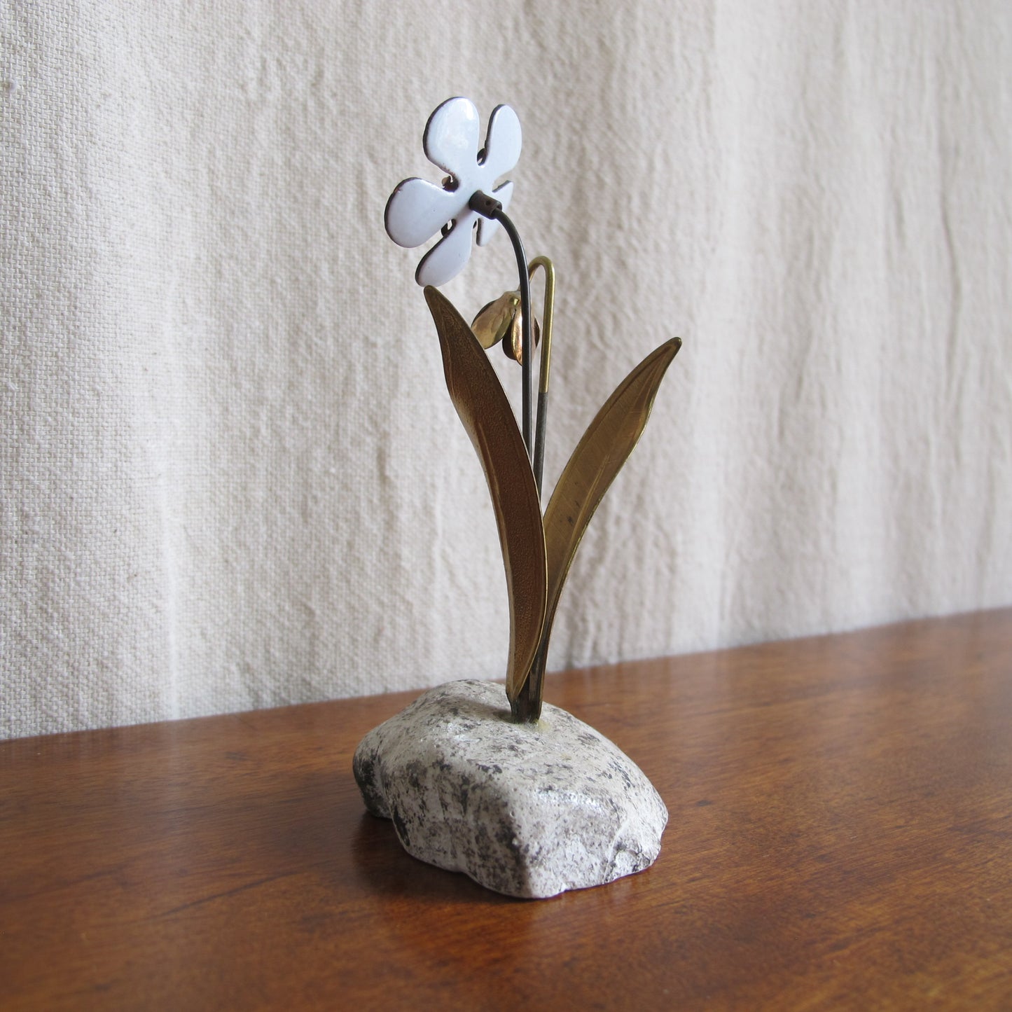 Bovano enameled tole copper wildflower, c. 1960 vintage antique