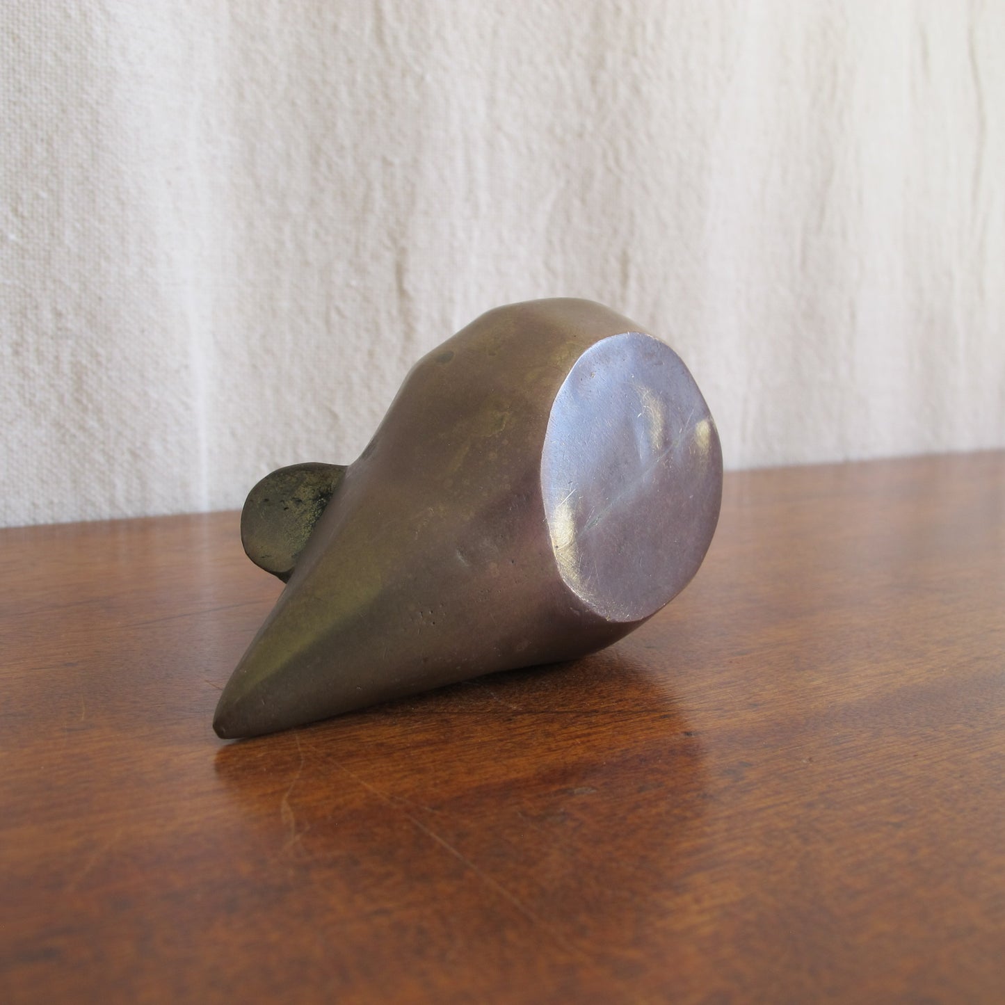 Abstracted brutalist mouse sculpture, solid brass, c. 1970