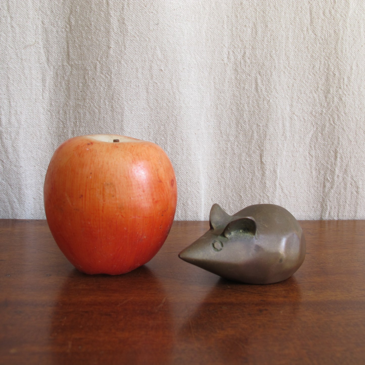 Abstracted brutalist mouse sculpture, solid brass, c. 1970