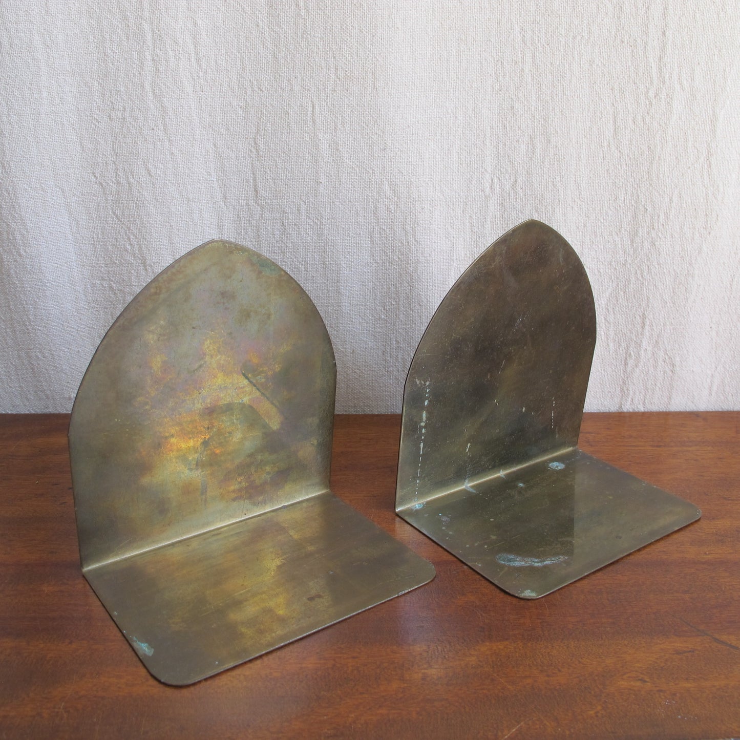 Amherst College bronze bookends with enameled letter A in cobalt blue, c. 1910 Edwardian Victorian vintage antique