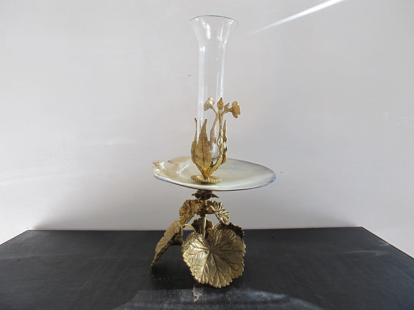 Epergne Victorian Centerpiece c. 1880 Plants Wildflowers Scallop Shell