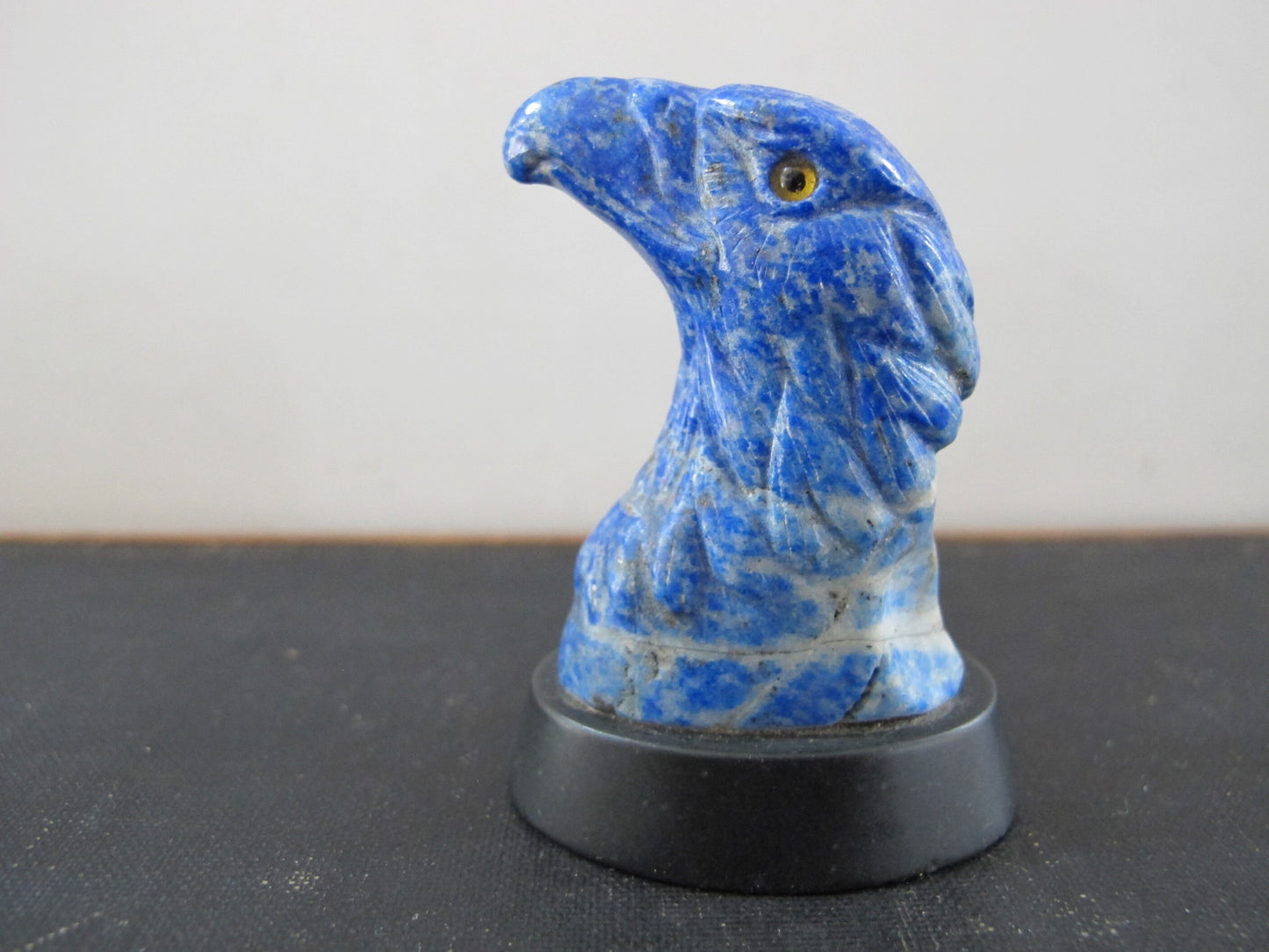 Eagle Sculpture Russian Lapis Lazuli Slate Inset Glass Eyes Hardstone Carving