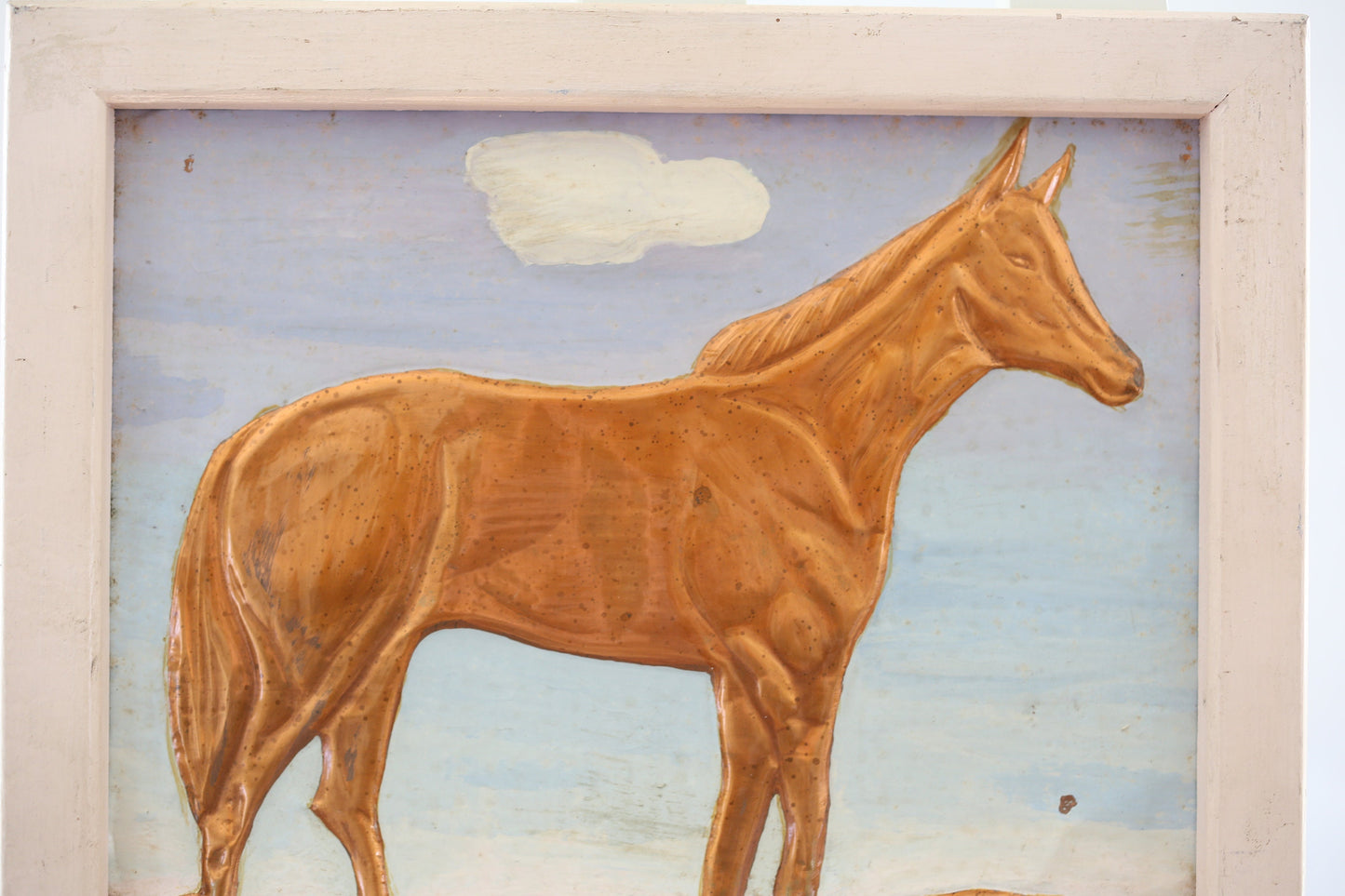 Western Copper Horse Relief Framed Signed Original 1961