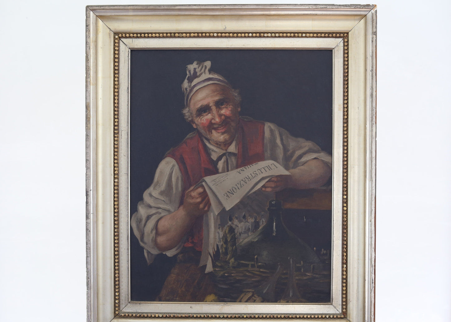 Painting Portrait Oil Canvas Italian Genre Scene Man Grand Tour Signed Framed 1880s 1890s