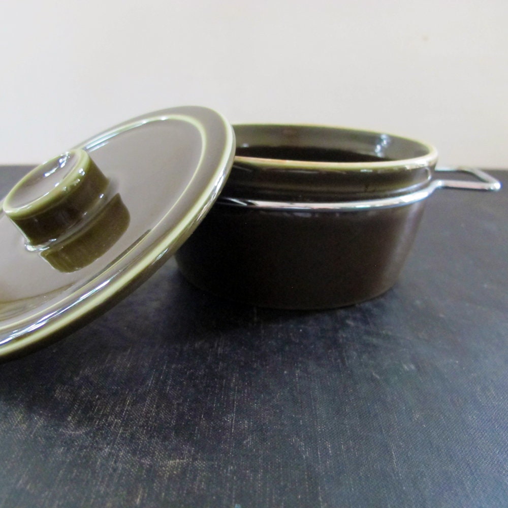 Casserole Norway Scandinavian Small Pine Green with Stainless Steel 1960s