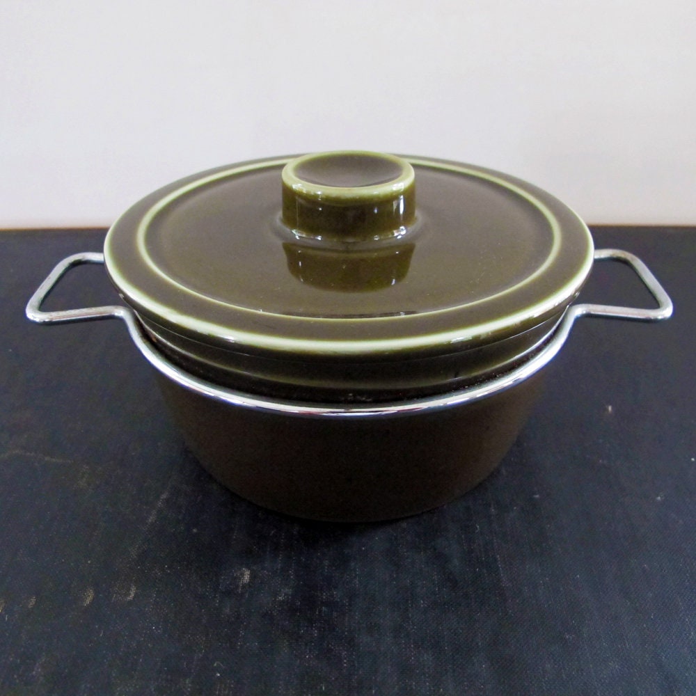 Casserole Norway Scandinavian Small Pine Green with Stainless Steel 1960s