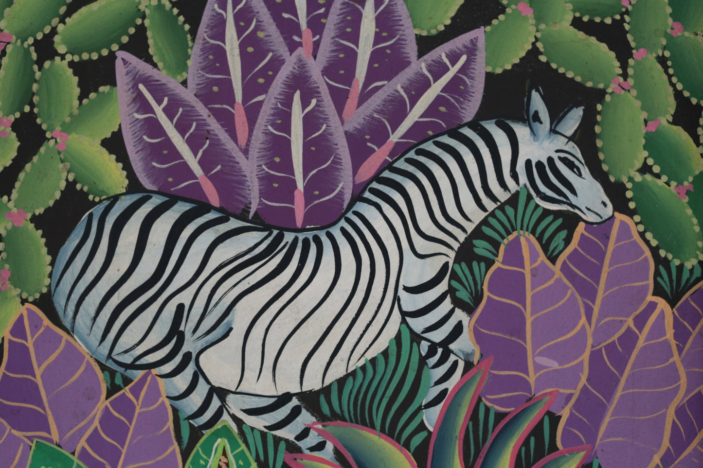 Oil Painting African Elephant Zebra Jungle Signed Framed Original