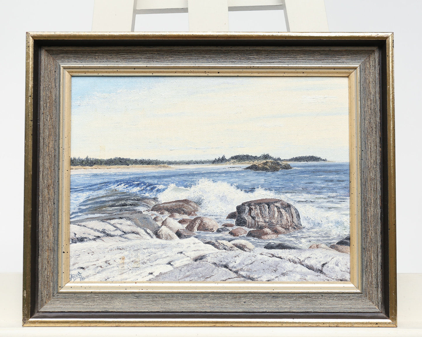 Painting Nova Scotia Seascape Coastal Alan Bell Tor Bay Oil Canada Canadian Maritimes Signed Framed New Brunswick 1976