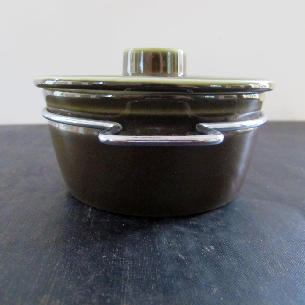 Casserole Norway Scandinavian Small Pine Green with Stainless Steel 1960s
