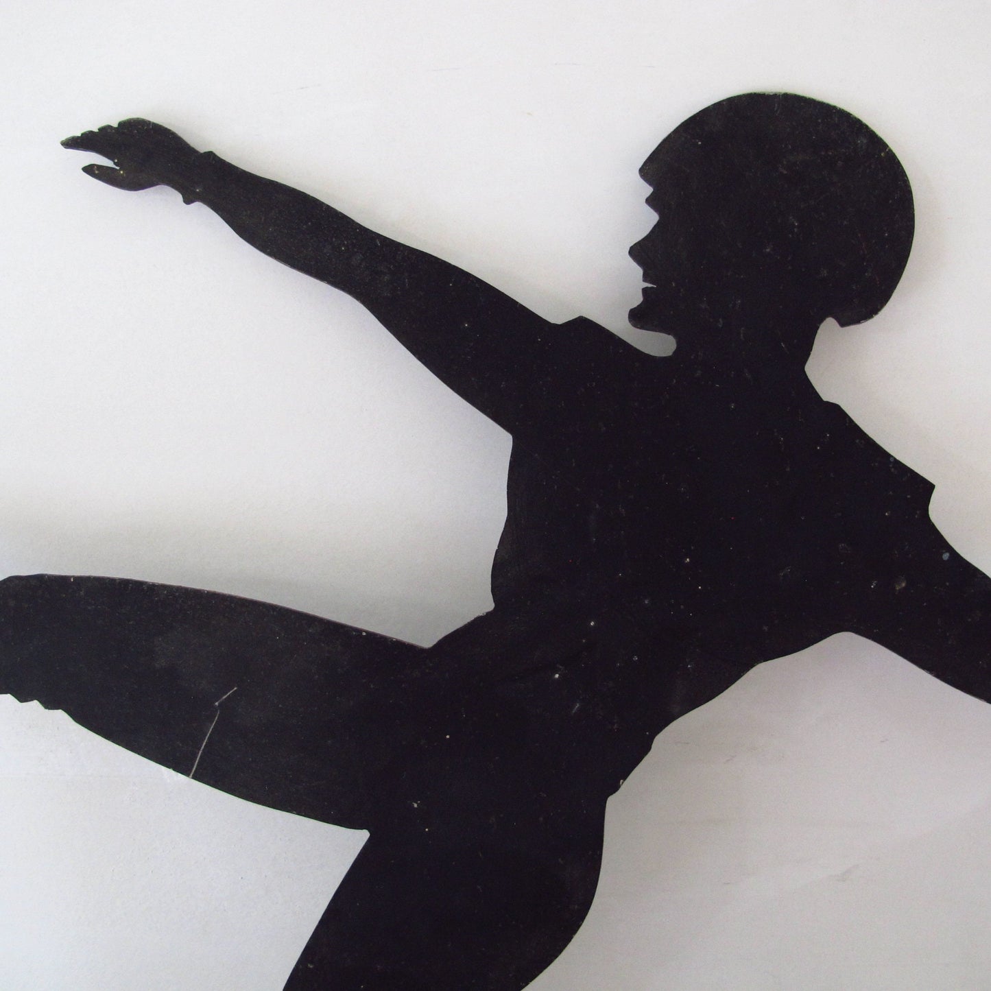 Football Player Kickoff Cut Metal Silhouette 1930s Kicking Antique Sign