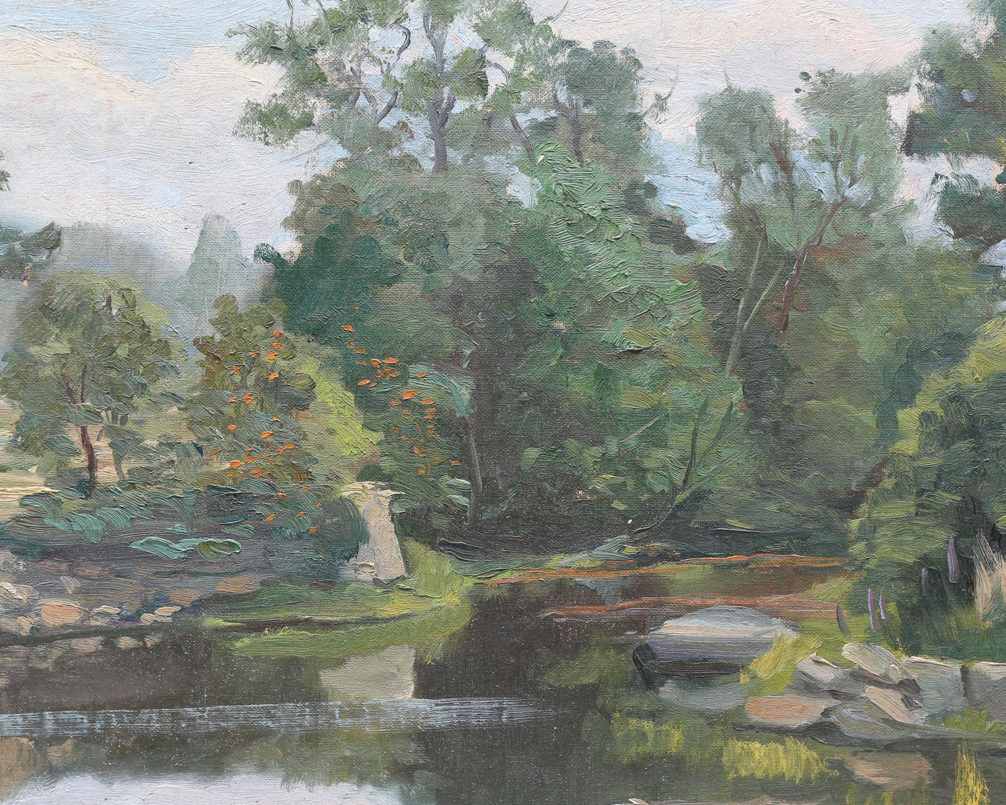 Russ Webster Painting Oil Rockport Massachusetts Mill Pond Peg Leg Inn Cape Ann Gloucester Sketch on Verso 1964
