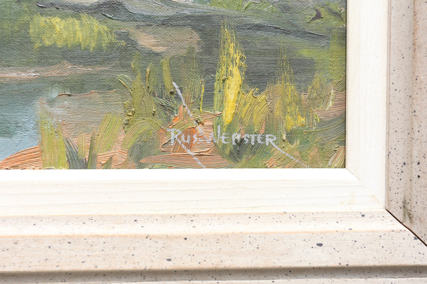 Russ Webster Painting Oil Rockport Massachusetts Mill Pond Peg Leg Inn Cape Ann Gloucester Sketch on Verso 1964