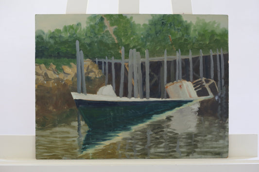 Nova Scotia Oil Painting Fishing Boat Arthur Turcotte Original