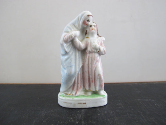 St. Anne Bisque Porcelain 1850s 1860s Miniature Victorian Devotional Object Catholic Christian Antique