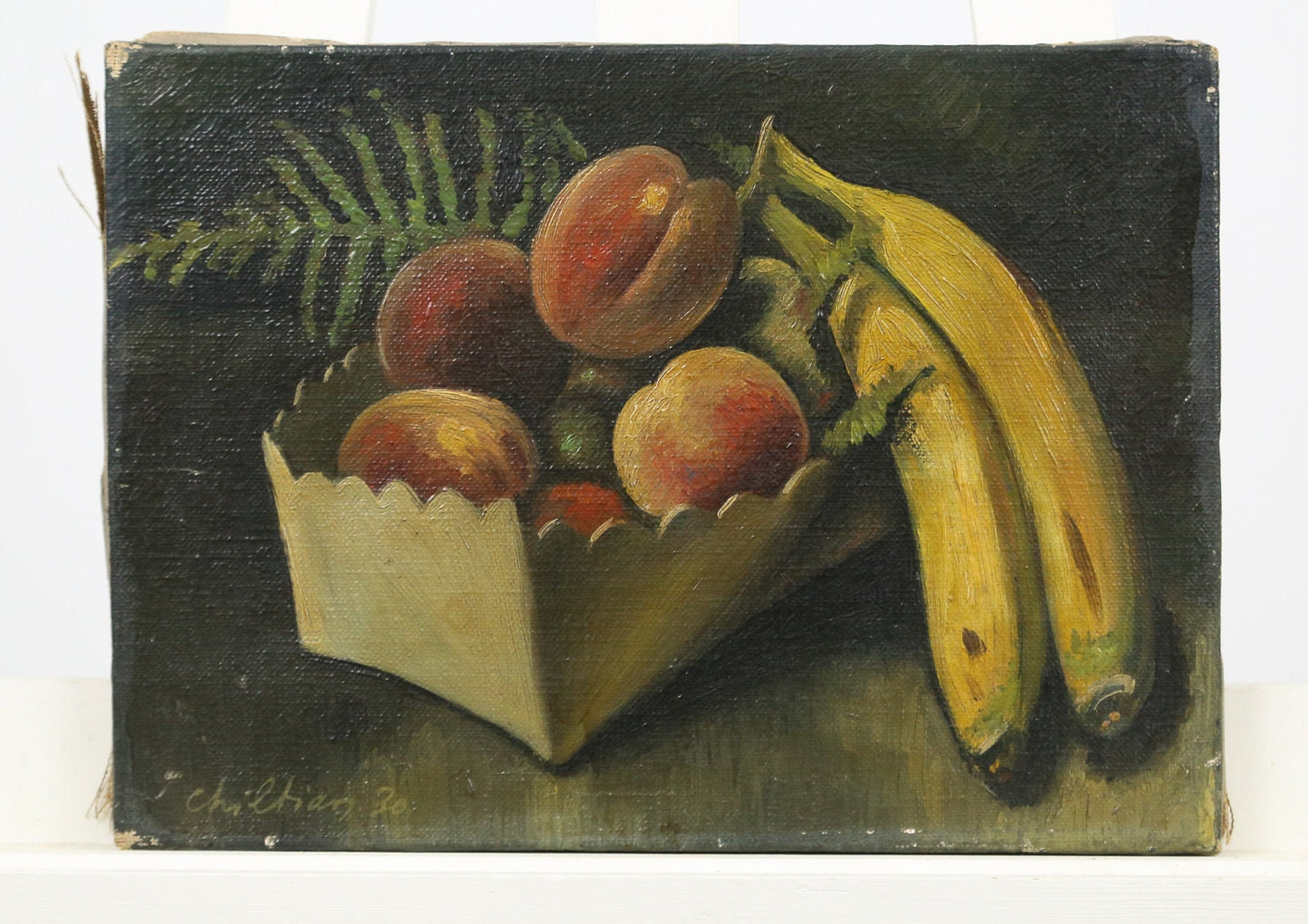 Painting Grigor Chiltian Still Life Peaches Bananas Signed 1930 Suggestive Gay Erotic Art Fruit Armenian Gregory Sciltian Gregorio Sciltian