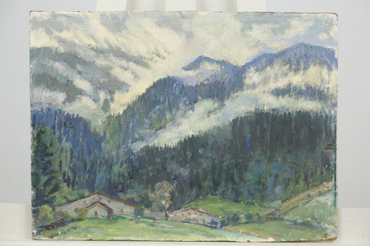 Painting Landscape Mountain Alps Dorothy Whittington Scene Landscape Schloss Alpine 1940s