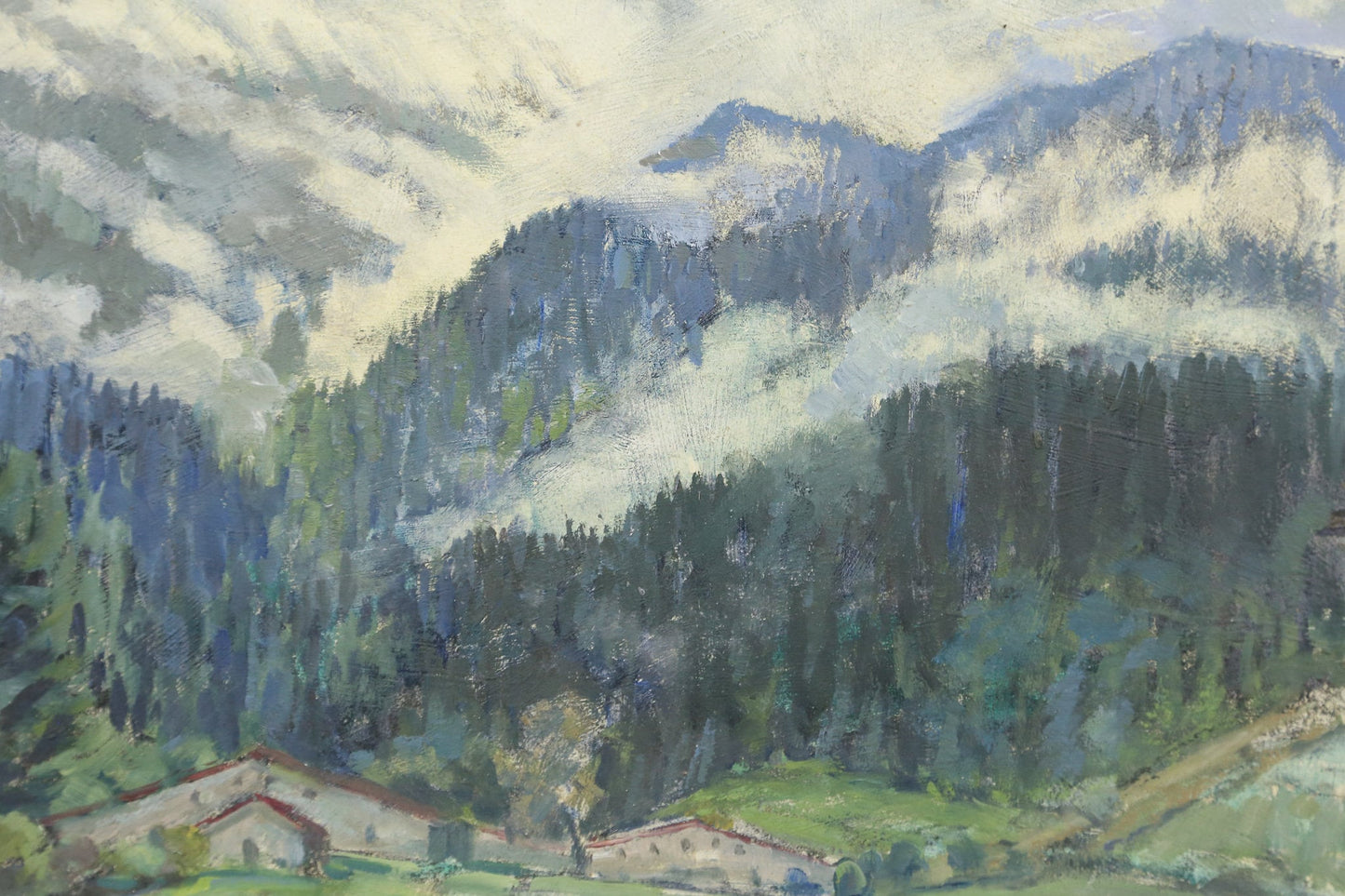 Painting Landscape Mountain Alps Dorothy Whittington Scene Landscape Schloss Alpine 1940s