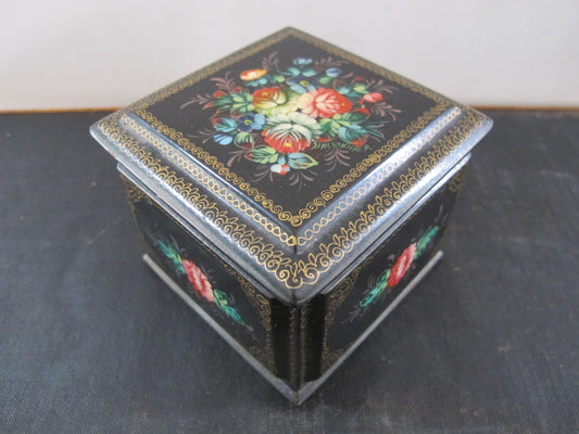 Russian Lacquer Box Signed and Dated 1992 1990s Flowers Floral
