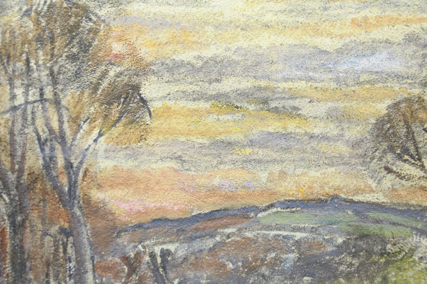 Painting Landscape Oil English England Dorothy Whittington Bloomsbury Style Trees Meadow Twilight Sunset Sunrise