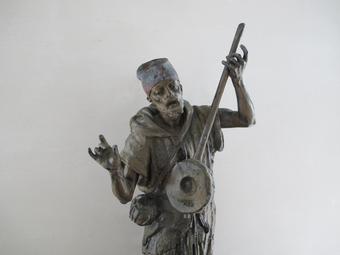 Sculpture North African Moorish Musician Singer Muslim LARGE Spelter in the style of Austrian Cold Cast Bronze 1900s 1910s