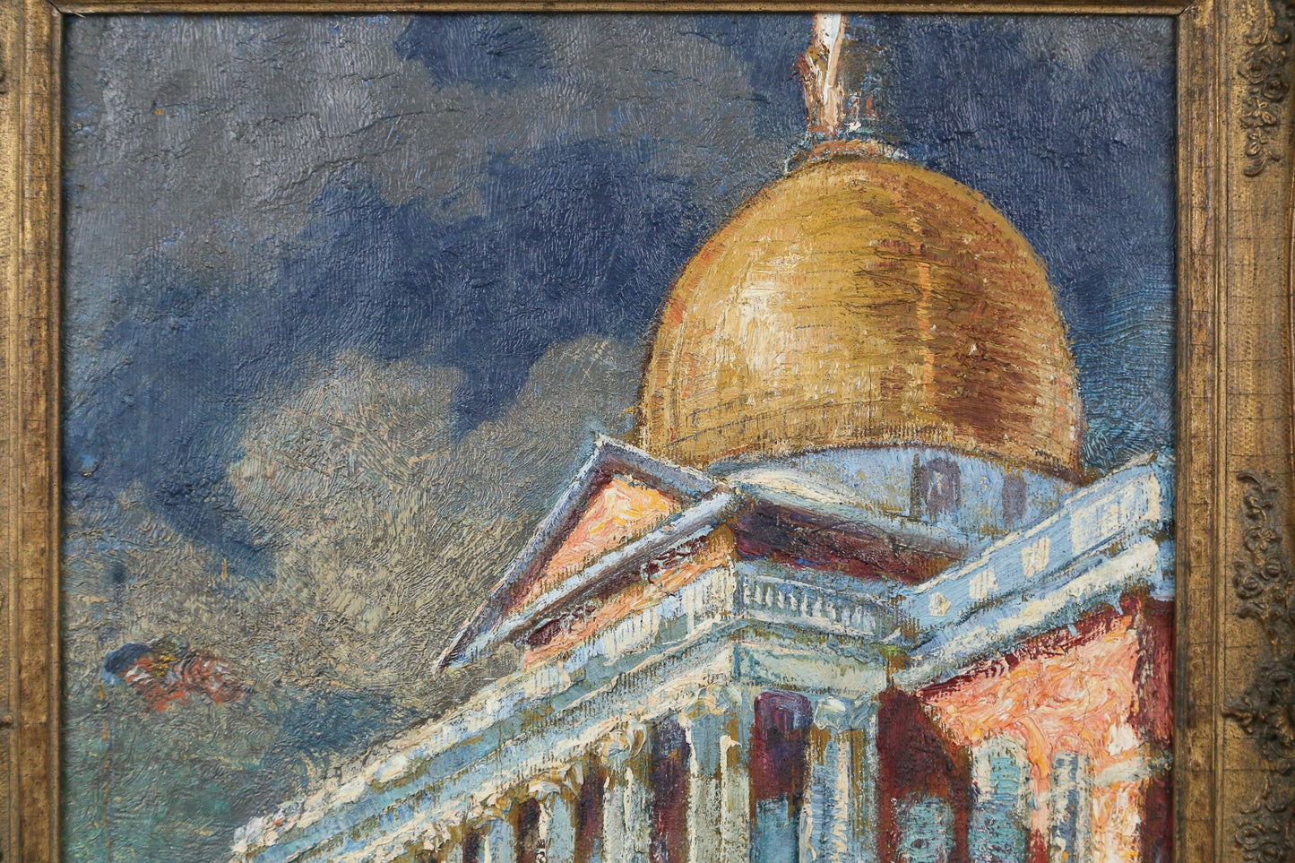 Massachusetts State House Oil Painting Boston Modernist Bulfinch Dome Framed