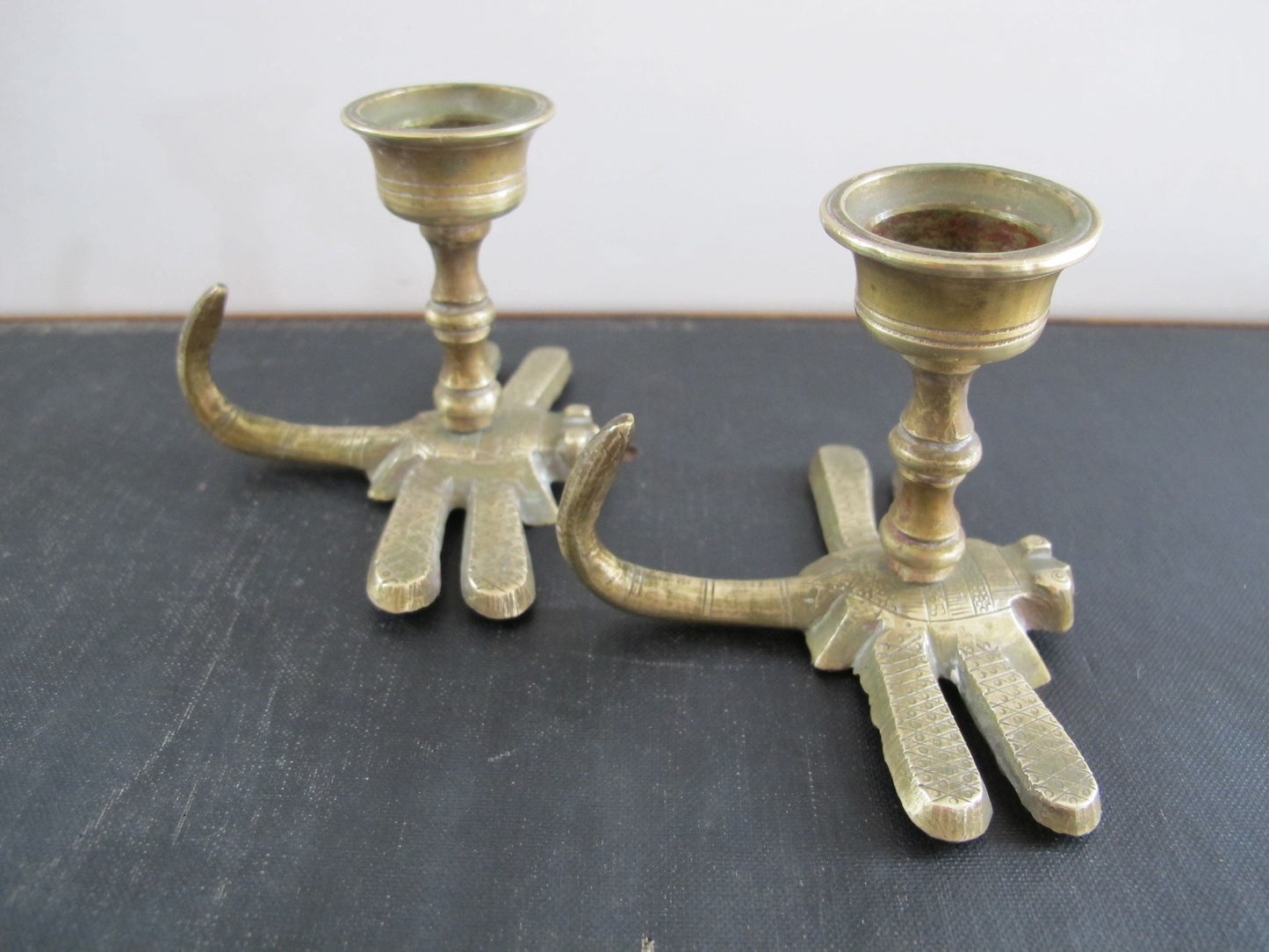 Candlestick Candleholder Pair Dragonfly Dragonflies Insect Chinese 1950s 1960s