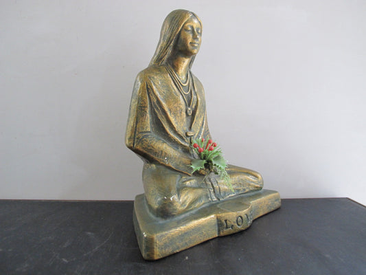 Sculpture Jostens Hippy Buddha Pose Love 1960s 1970s Plaster Bronze Resin