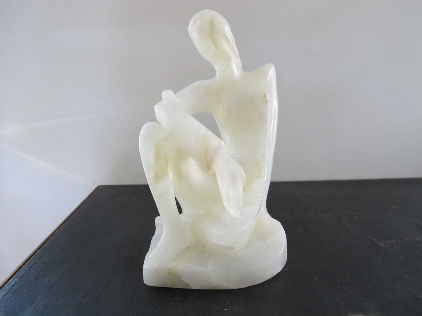 Sculpture Translucent White Alabaster Marble MCM Midcentury Italian Woman Abstract 1950s 1960s