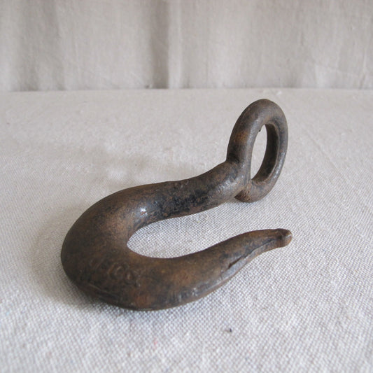 Large Cast Iron Hook, Nautical/Industrial Paperweight Vintage Antique 1920s 1930s