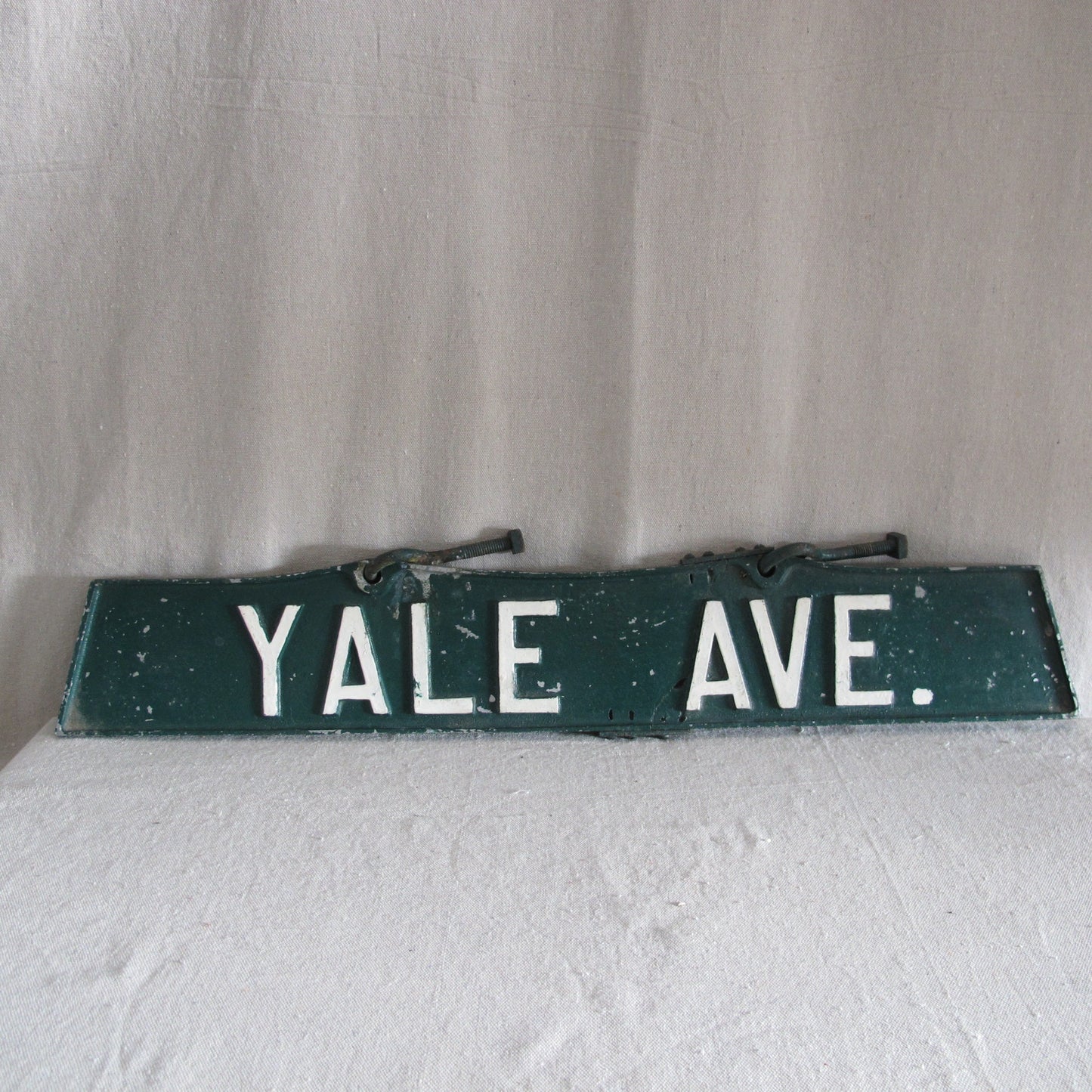 Yale Avenue Street Sign, Cast Zinc, c. 1940, period repair