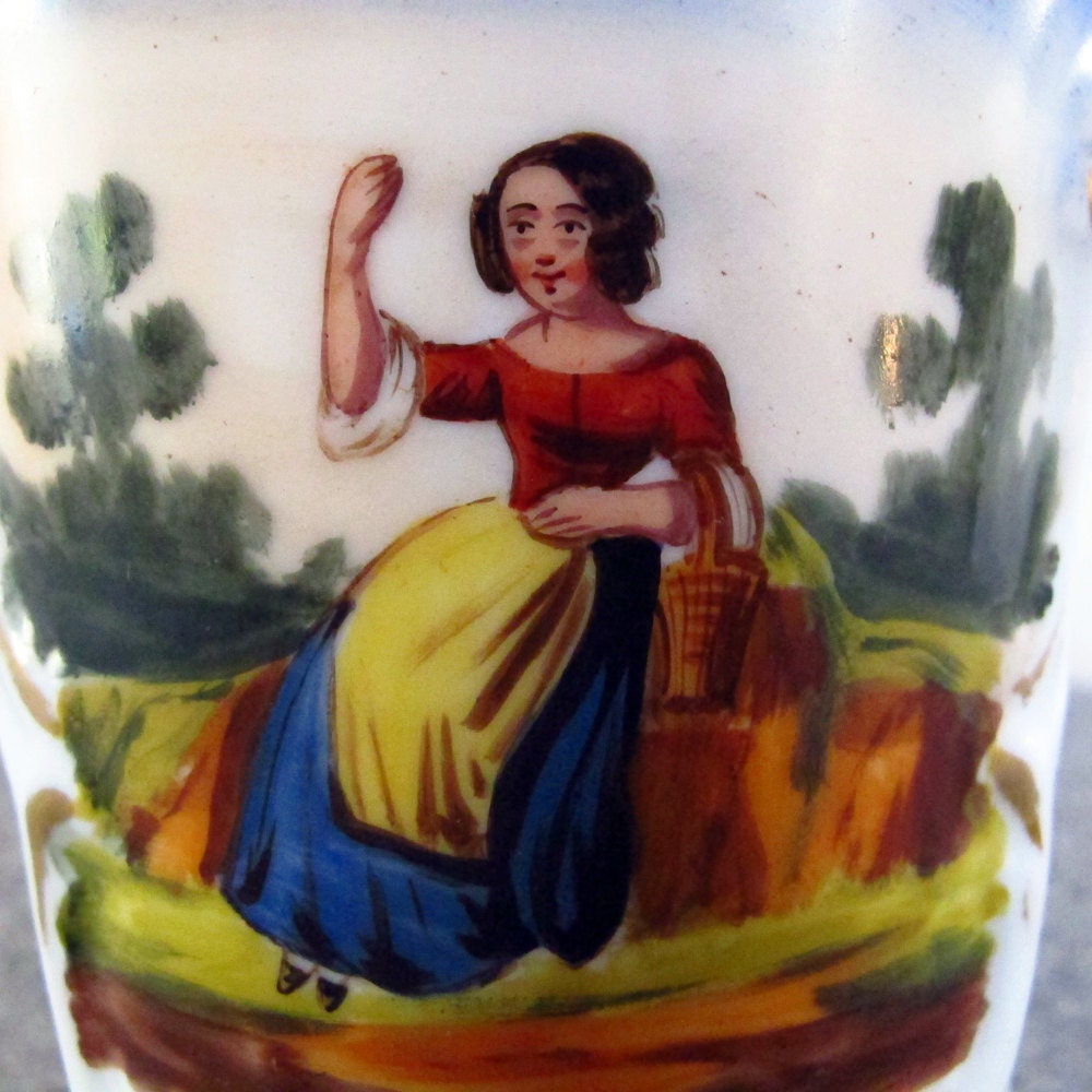 Paris Porcelain Vase 1850s Hand Painted Shepherdess