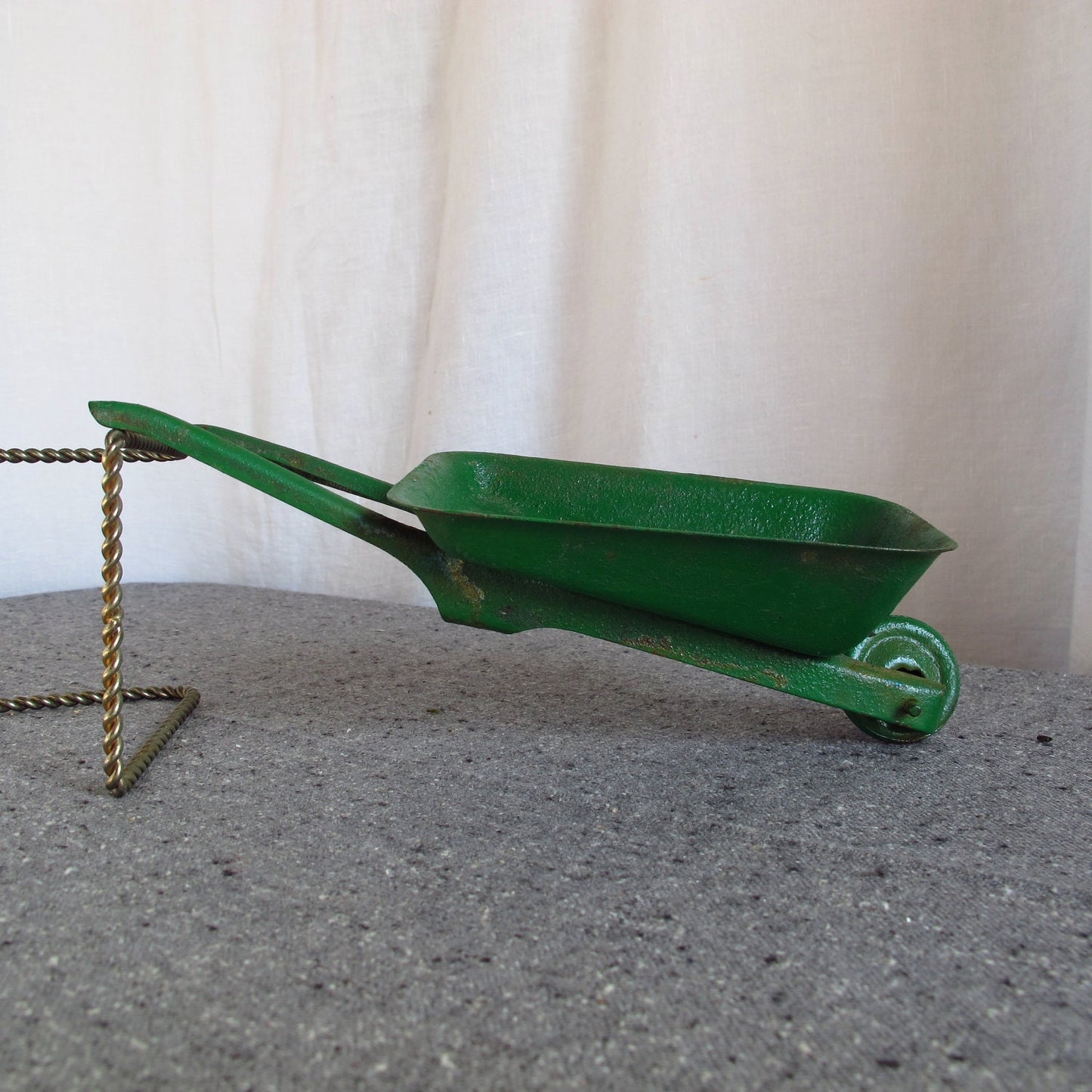 Toy Miniature Wheelbarrow Stamped Steel or Iron 1920s 1930s Green