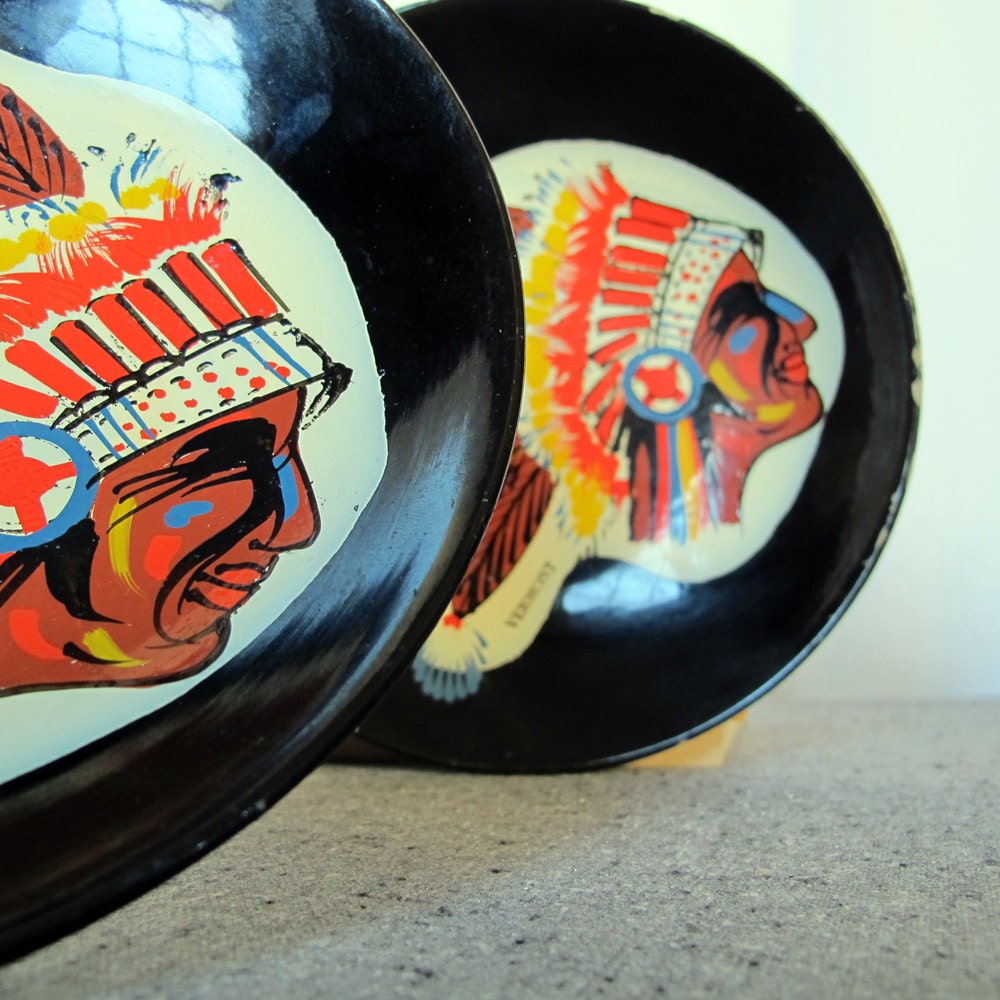 Native American Bowl Japanese Lacquerware Vermont Indian Chief Bowls 1950s